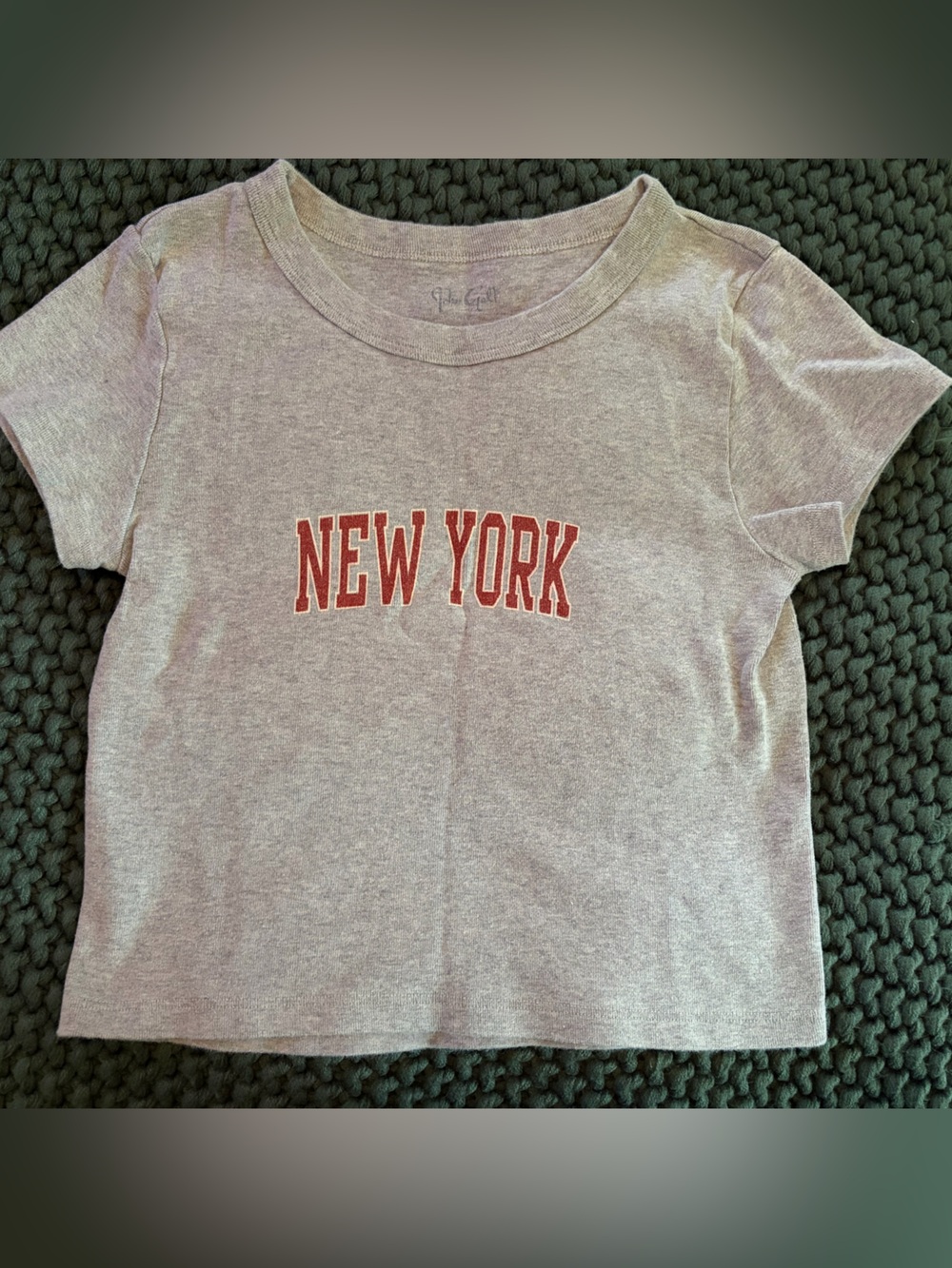 Brandy Melville Gray Tee with Red 'New York' Graphic